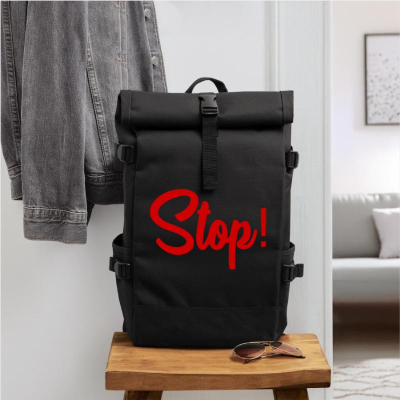 STOP. HUMOR. MESSAGE. QUOTATION. PANEL. DAD Roll Top Backpack