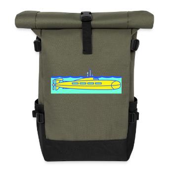 U-Boot Wasseroberfläche Periskop Beobachten Taucht - Rolltop Rucksack - Olive/Schwarz - Vorne