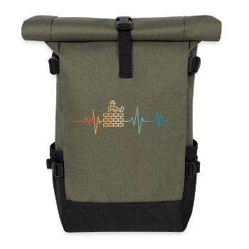 Battement de coeur rétro maçon - Sac à dos roll top - olive/noir - Devant