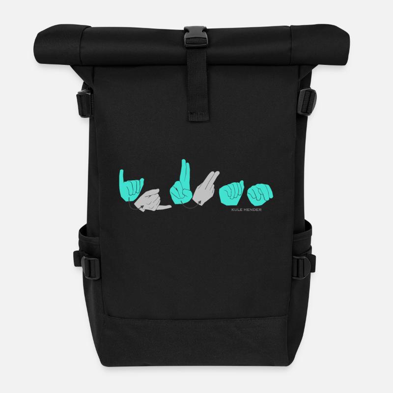 JUAN Türkis - Rolltop Rucksack - Schwarz