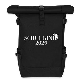 Schulkind Schüler Schülerin Einschulung 2025 - Rolltop Rucksack - Schwarz - Vorne