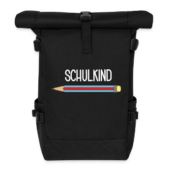 Schulkind Schüler Schülerin Schule Outfit - Rolltop Rucksack - Schwarz - Vorne