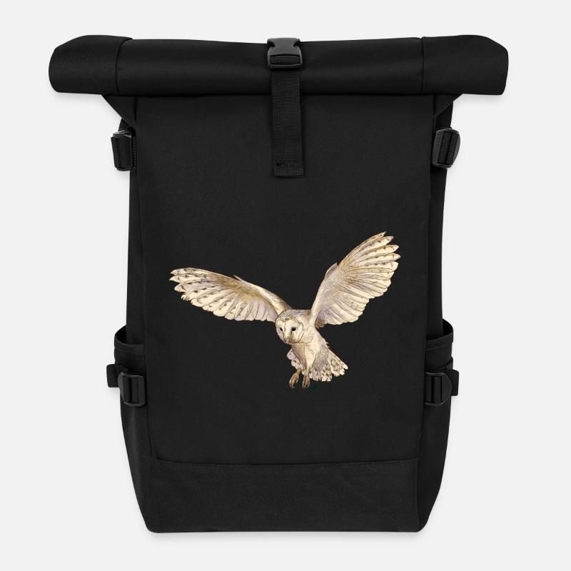 Wunderschöne Schleiereule im Flug - Rolltop Rucksack - Schwarz
