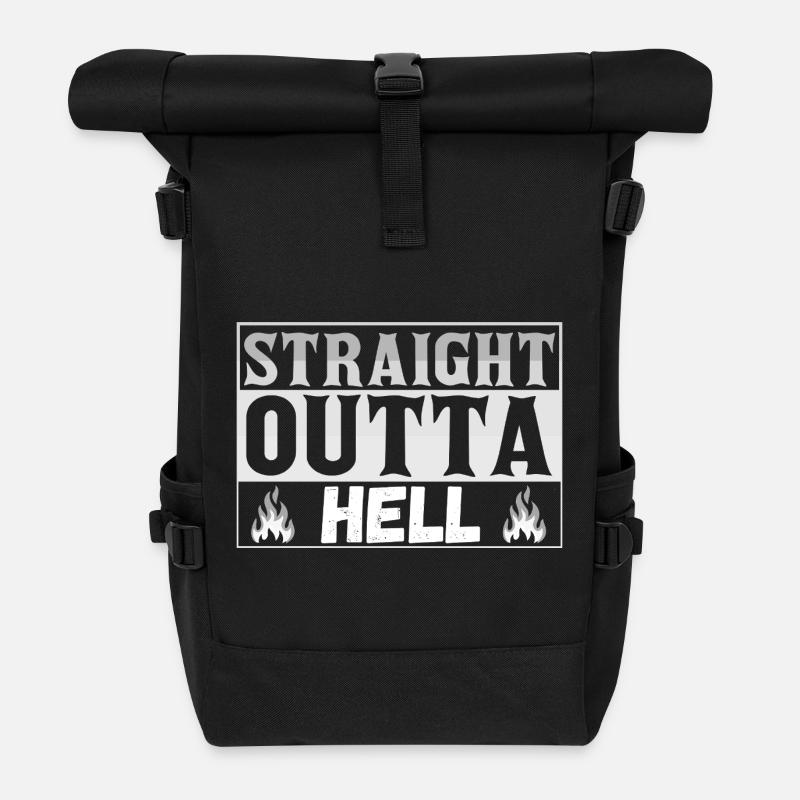 Straight Outta Hell Design - Rolltop Rucksack - Schwarz