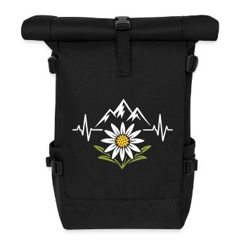 Edelweiß Herzschlag - Alpenliebe Design - Rolltop Rucksack - Schwarz - Vorne