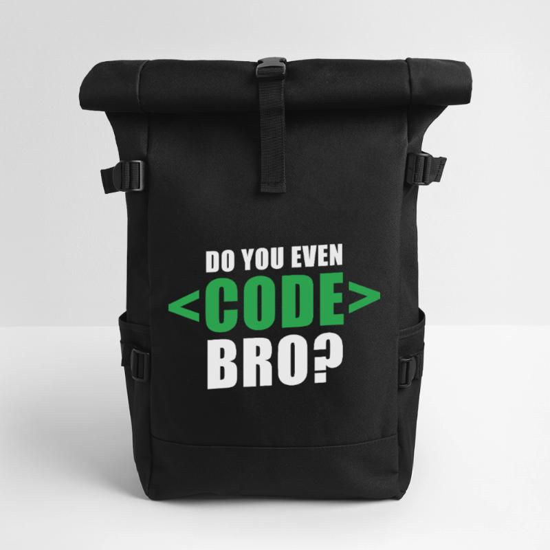 Do You Even Code Bro Graphic Roll Top Backpack