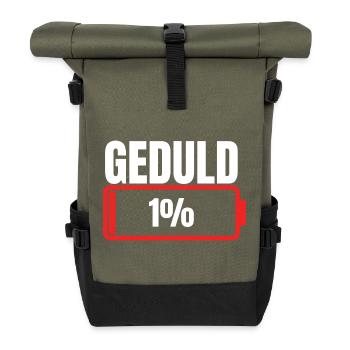 Patience 1% battery empty - Roll Top Backpack - olive/black - Front