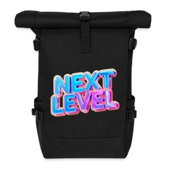 Next Level 3D Text — Bold Gradient Design - Roll Top Backpack - black - Front