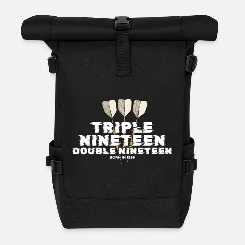 Vintage 1995 Darts Checkout - Roll Top Backpack - black