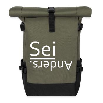 Sei anders - Rolltop Rucksack - Olive/Schwarz - Vorne