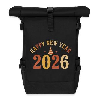 Fête du réveillon du Nouvel An 2026 - Sac à dos roll top - noir - Devant