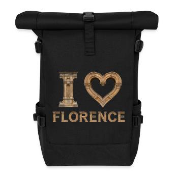 FLORENCE – Renaissance Stone Lettering - Rolltop Rucksack - Schwarz - Vorne
