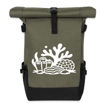 Korallen Korallenriff Ozean - Rolltop Rucksack - Olive/Schwarz - Vorne