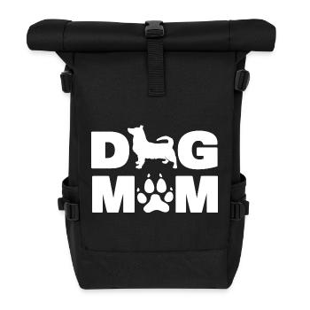 Schwedischer Vallhund-Hund-Mutter-Besitzer Silhouette - Rolltop Rucksack - Schwarz - Vorne