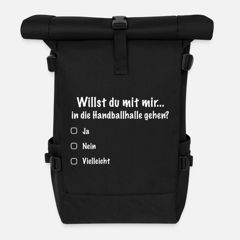 Handballdate Spruch Einladung (Weiß) - Rolltop Rucksack - Schwarz