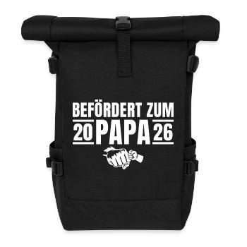 Vaterschaft Befördert zum Papa 2026 - Rolltop Rucksack - Schwarz - Vorne