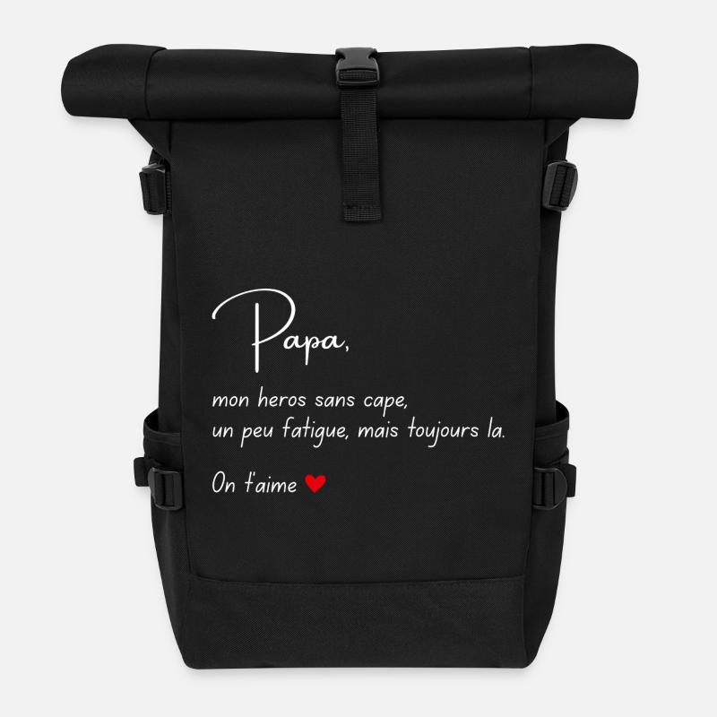 Papa Mon héros Message émouvant enfant - Sac à dos roll top - noir