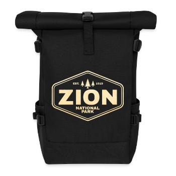 Zion National Park Badge Tee - Roll Top Backpack - black - Front