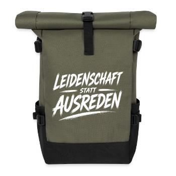 Passion instead of excuses - Roll Top Backpack - olive/black - Front
