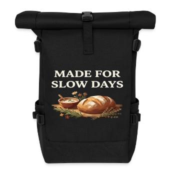 Slow Days Bread Herb Comfort Cottagecore Farm - Roll Top Backpack - black - Front