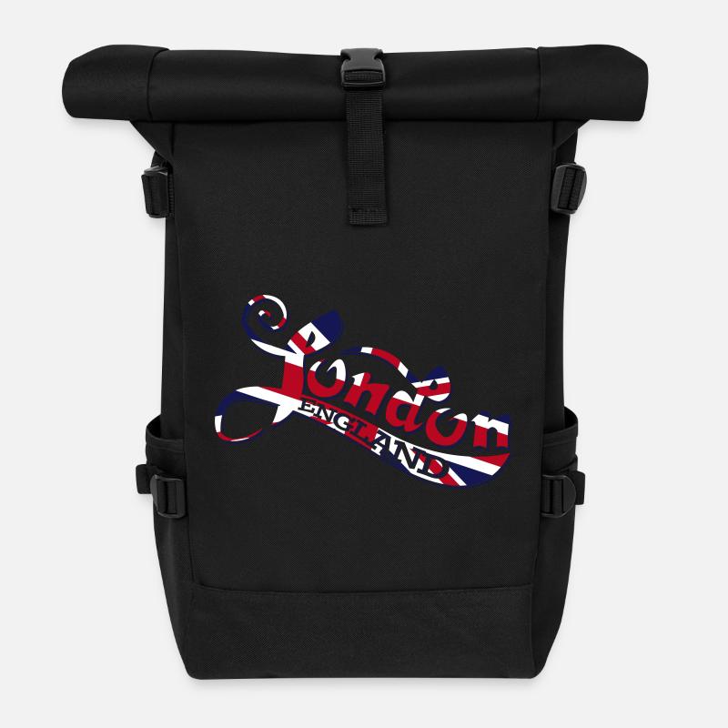 London England - Roll Top Backpack - black
