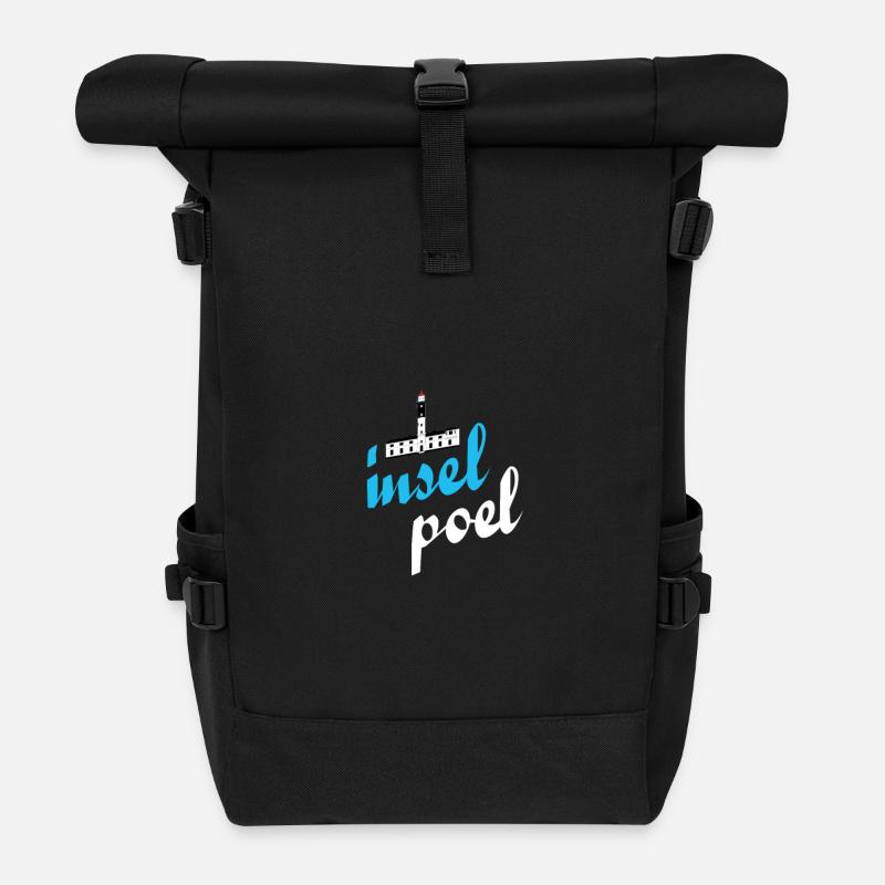 Insel Poel mit Leuchtturm Timmendorf - Rolltop Rucksack - Schwarz