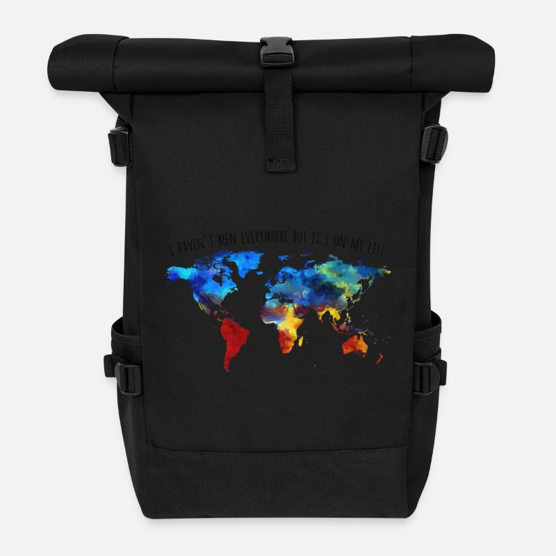 I Haven't Been Everywhere But It's On My List - Rolltop Rucksack - Schwarz