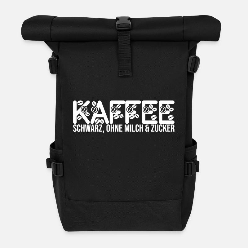 Kaffee - schwarz, ohne Milch und Zucker - Rolltop Rucksack - Schwarz