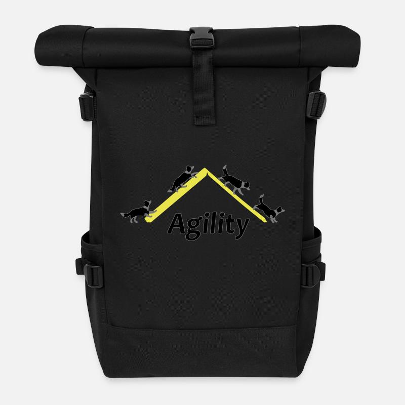 Agility 4x Border Collie - Roll Top Backpack - black