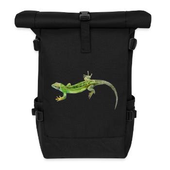 Gecko Grün Muster - Rolltop Rucksack - Schwarz - Vorne