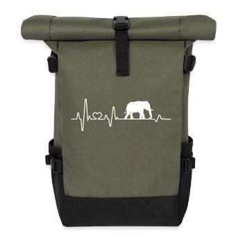 Elefant Herzschlag Elefanten Puls Afrika Safari - Rolltop Rucksack - Olive/Schwarz - Vorne