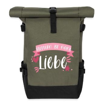 Klettern Bouldern Bergsteigen Berge Liebe Geschenk - Rolltop Rucksack - Olive/Schwarz - Vorne