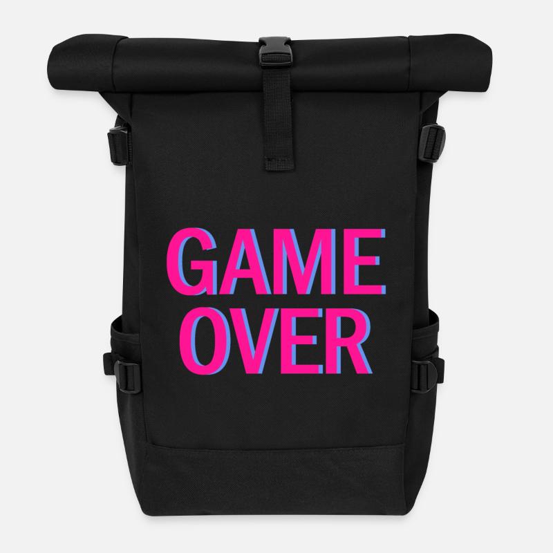 Game Over Neon Arcade Vibe - Rolltop Rucksack - Schwarz
