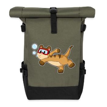 Erdmännchen Taucher Schwimmbrille Tauchen - Rolltop Rucksack - Olive/Schwarz - Vorne