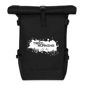 Trail Running Berge und Wald weißer Farbklecks - Rolltop Rucksack - Schwarz - Vorne