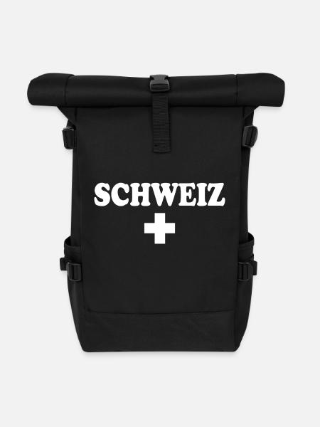 Schweiz - Rolltop Rucksack - Schwarz