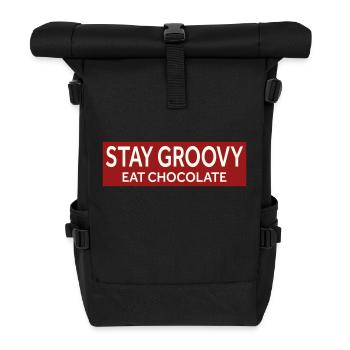 STAY GROOVY - EAT CHOCOLATE - Roll Top Backpack - black - Front