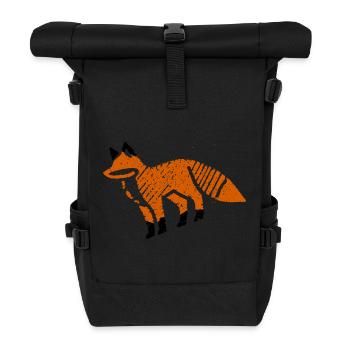 Rustic fox in stamp look - Roll Top Backpack - black - Front