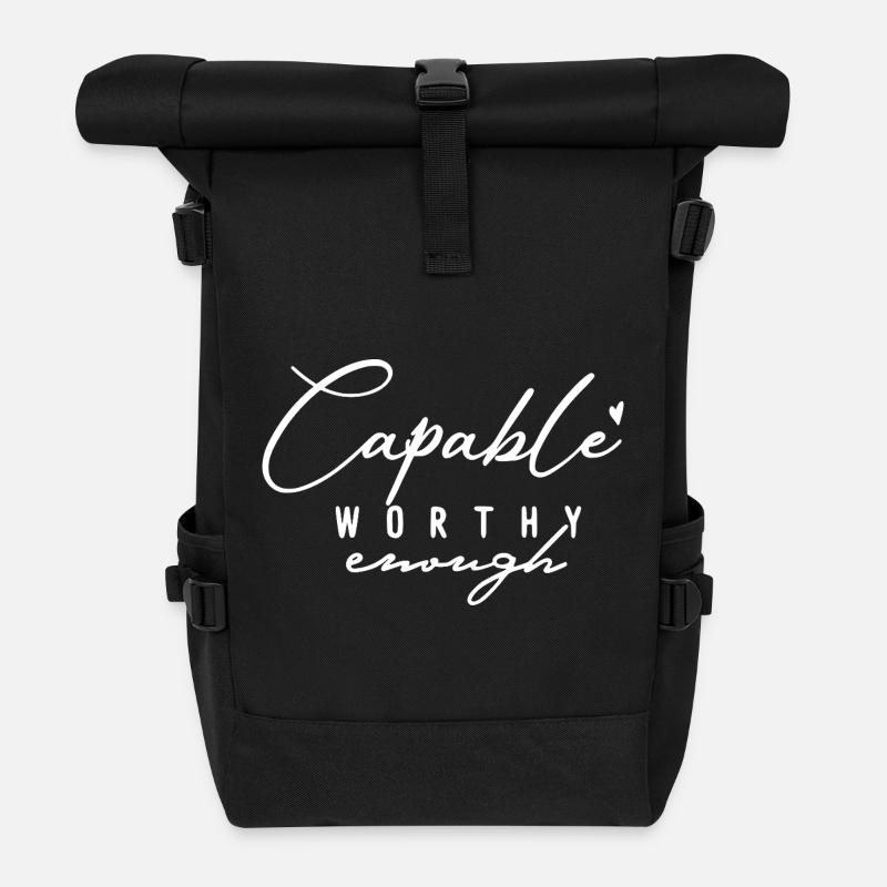 Capable Worthy Enough – Selbstliebe & Motivation - Rolltop Rucksack - Schwarz