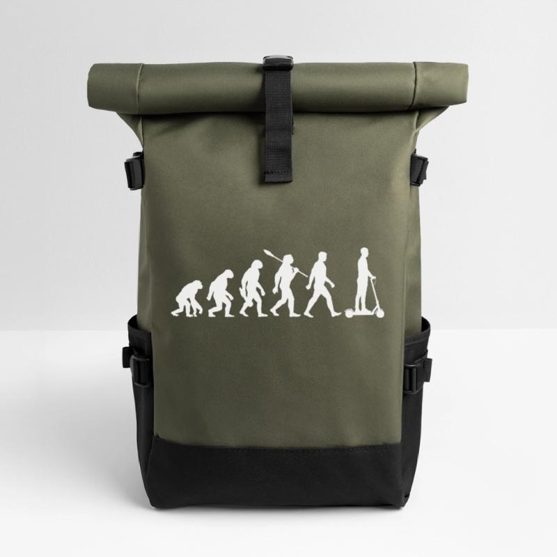 Evolution E-Scooter, Elektro Roller mit Akku Rolltop Rucksack