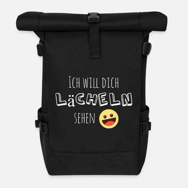 Ich will dich lächeln sehen - Rolltop Rucksack - Schwarz