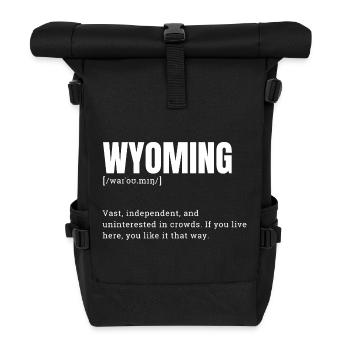 Wyoming Bold Terrain Typography - Roll Top Backpack - black - Front