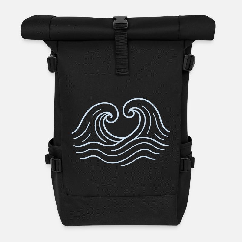 Waves - Sea - Scatola - Roll Top Backpack - black