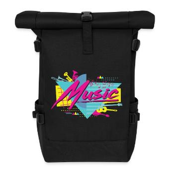 Neon Musik Retro Vibe - Rolltop Rucksack - Schwarz - Vorne