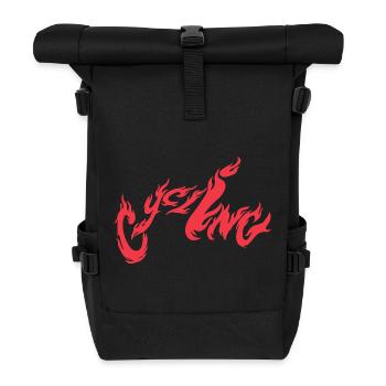 Cycling Flames Lettering - Roll Top Backpack - black - Front
