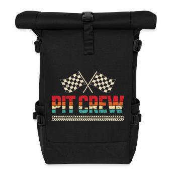 Vintage Pit Crew Car Rennteam - Rolltop Rucksack - Schwarz - Vorne