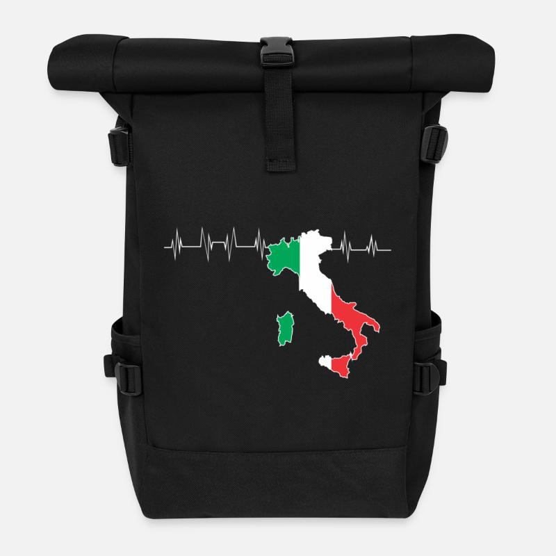 Italien Herz - Rolltop Rucksack - Schwarz