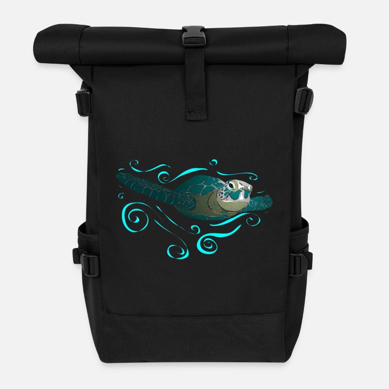 Wasserschildkröte - Rolltop Rucksack - Schwarz