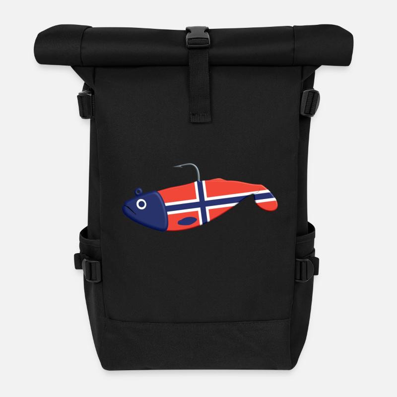 Gummifisch Big Norwegen - Rolltop Rucksack - Schwarz