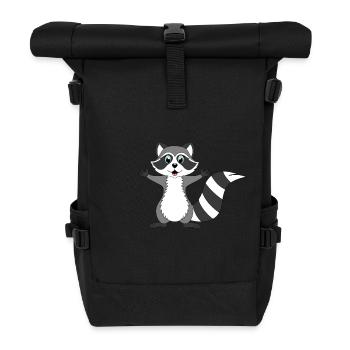 racoon - Roll Top Backpack - black - Front